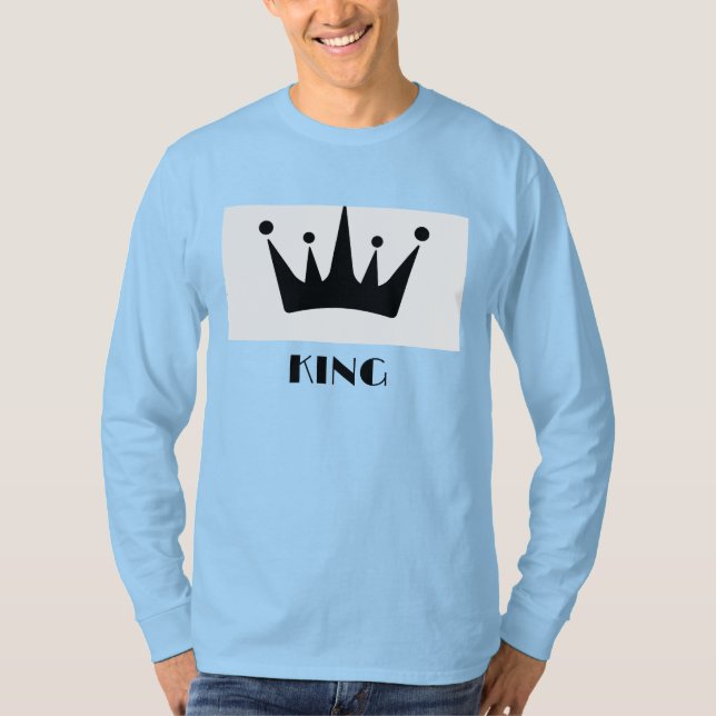 King Custom Text Crown Image Light Blue Long Sleev T-Shirt (Front)