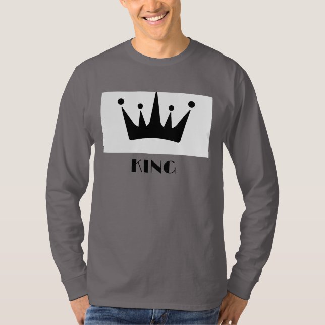 King Custom Text Crown Image Smoke Grey Long Sleev T-Shirt (Front)
