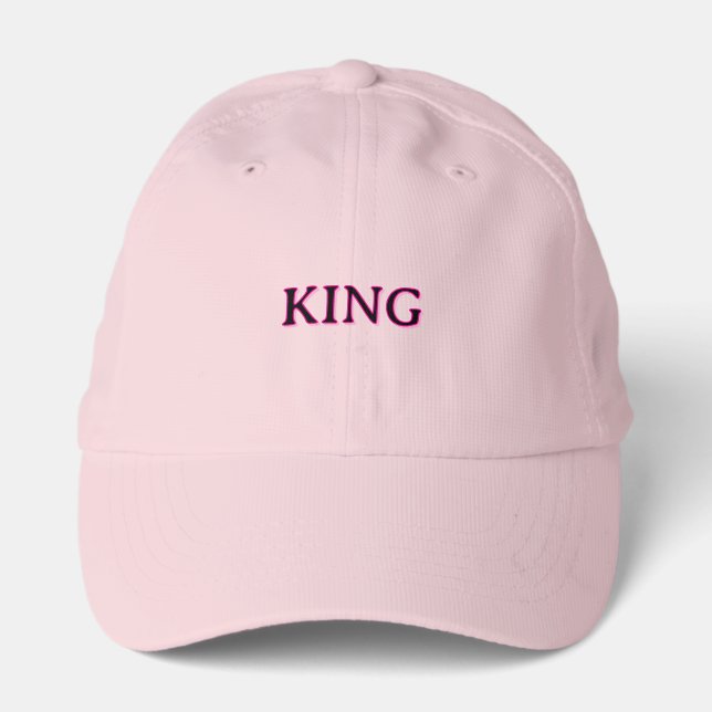 King Custom Text Shadow Stroke Look Elegant Pink  Performance Cap (Front)