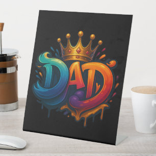 King Dad Crown Graffiti Crowned with Love & Pride Pedestal Sign