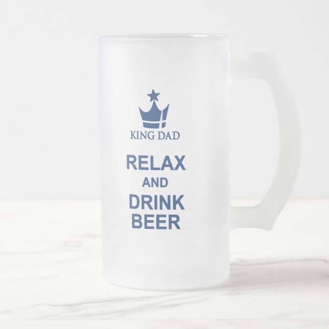 King Dad fun relax and drink beer blue beer mug (Right)