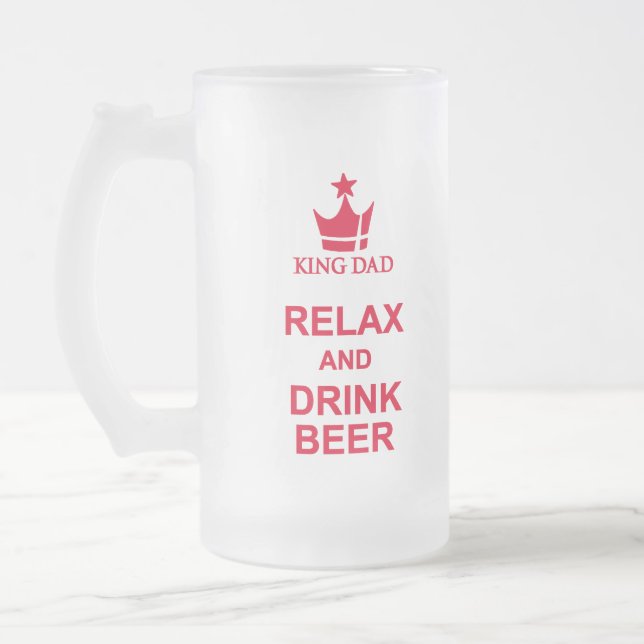 King Dad fun relax and drink beer red beer mug (Left)