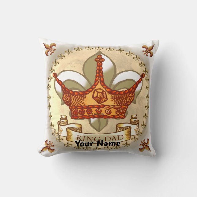 King Dad Royal Crown  Throw Pillow (Front)