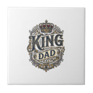 King Dad Vintage Engraving Father's Day Shirt_1 Ceramic Tile