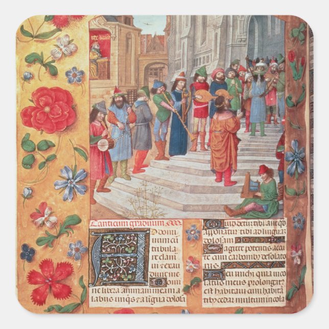 King David and Musicians, from the Breviary Square Sticker (Front)