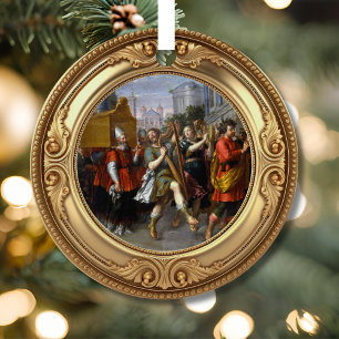 King David Dancing Before Ark Biblical Jesse Tree Metal Ornament