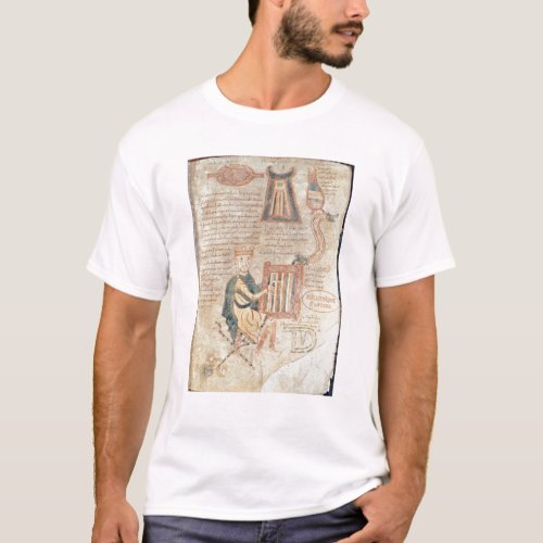 King David playing a psaltery from a psalter T_Shirt