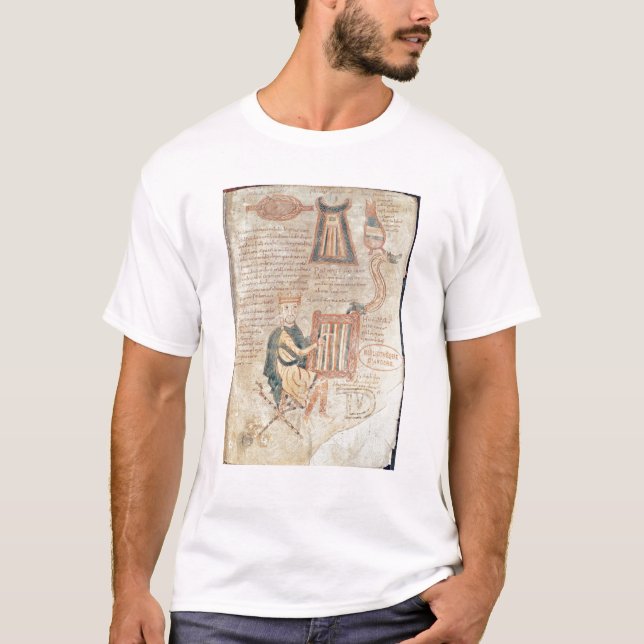 King David playing a psaltery from a psalter T-Shirt (Front)