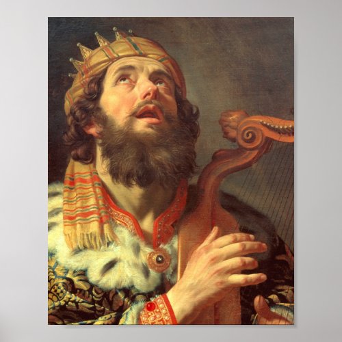 King David Playing The Harp Gerard Van Honthorst Poster