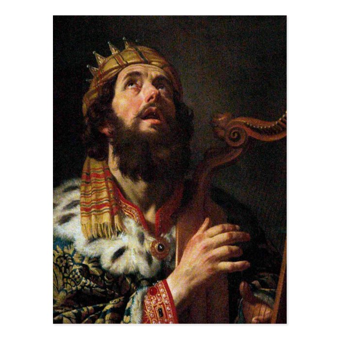 'King David Playing the Harp' Postcard