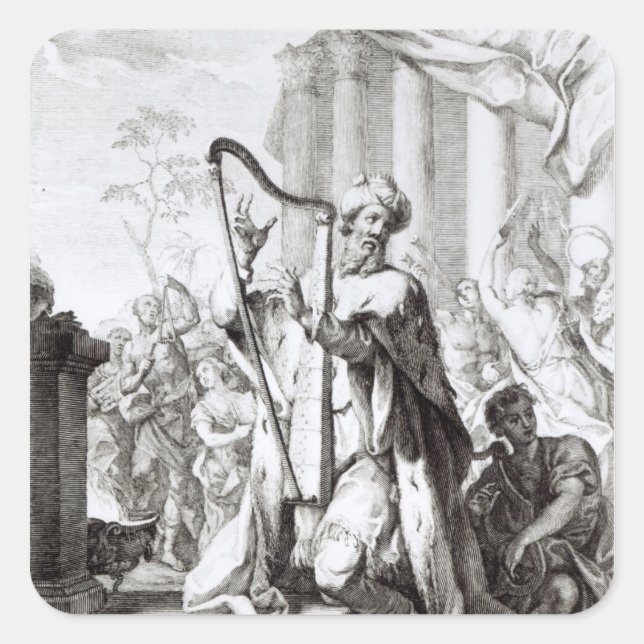 King David Playing the Lyre Square Sticker (Front)
