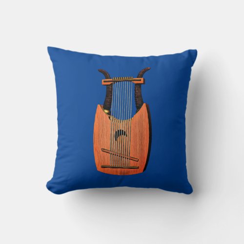 King Davids Harp Throw Pillow