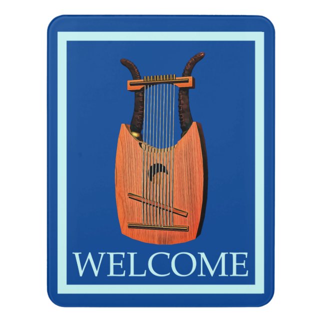 King David's Harp - Welcome Door Sign (Contemporary Vert)