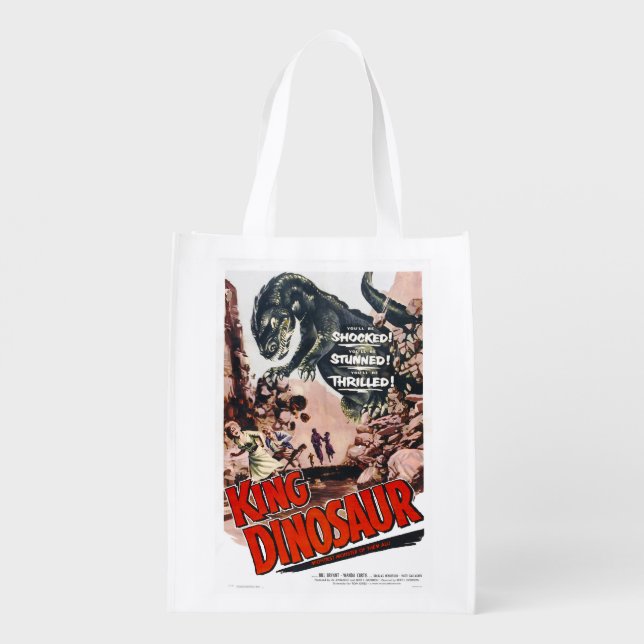 KING DINOSAIR Horror Monster Movie Poster  Grocery Bag (Back)
