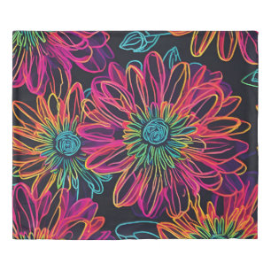 King Duvet Cover Hot Pink Flowers