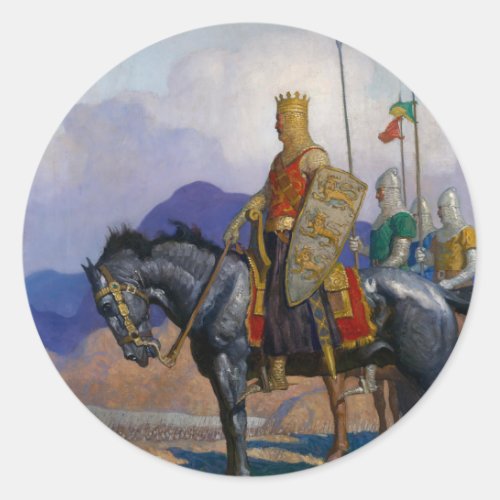 King Edward Views The Battle c 1921 by NC Wyeth Classic Round Sticker