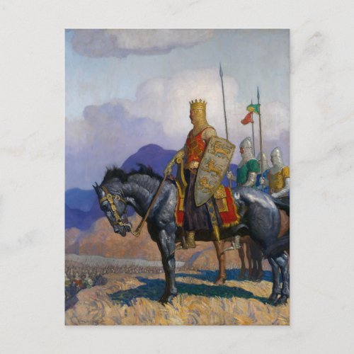 King Edward Views The Battle c 1921 by NC Wyeth Postcard