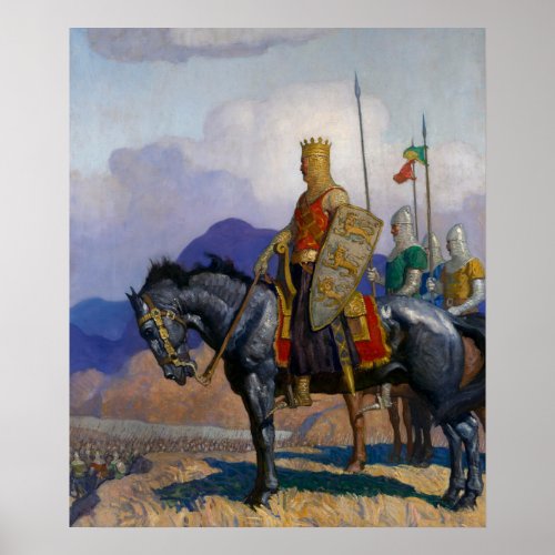 King Edward Views The Battle c 1921 by NC Wyeth Poster