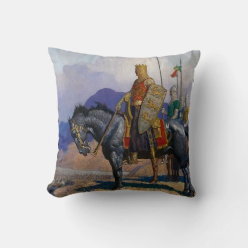 King Edward Views The Battle c 1921 by NC Wyeth Throw Pillow