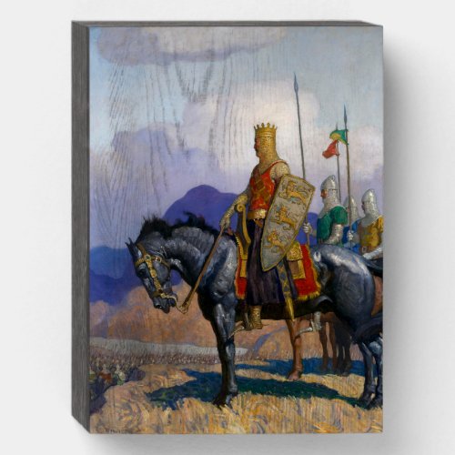 King Edward Views The Battle c 1921 by NC Wyeth Wooden Box Sign