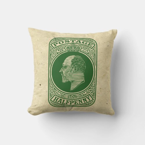 King Edward VII Prepaid Envelope Postage Stamp Throw Pillow
