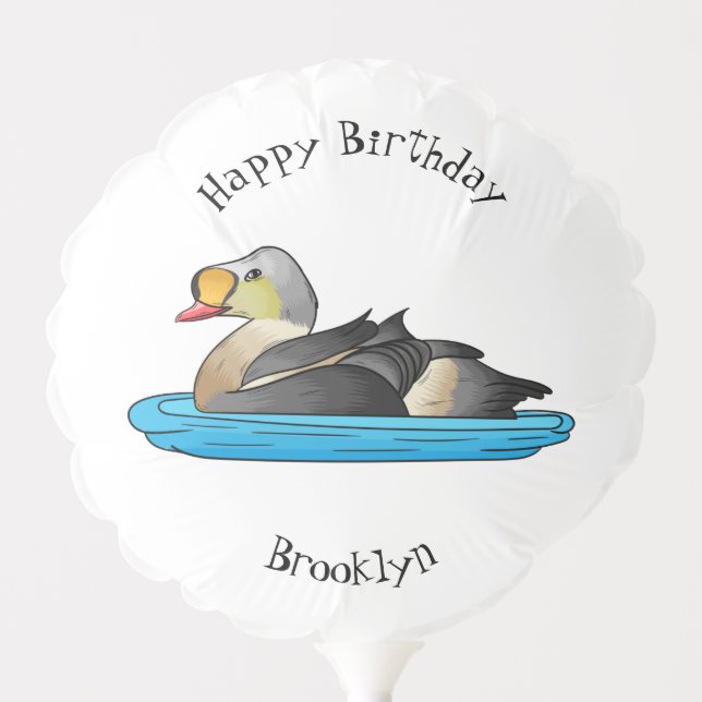 King eider bird cartoon illustration  balloon (Front)