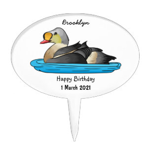 King eider bird cartoon illustration cake topper