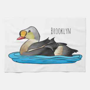 King eider bird cartoon illustration kitchen towel