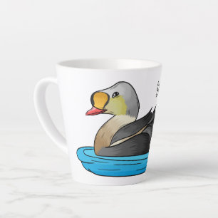 King eider bird cartoon illustration latte mug