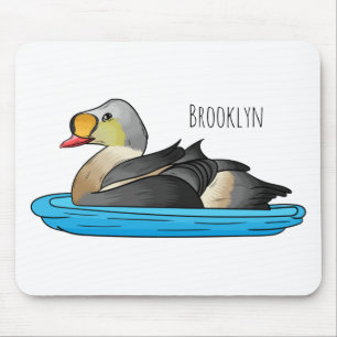 King eider bird cartoon illustration mouse pad