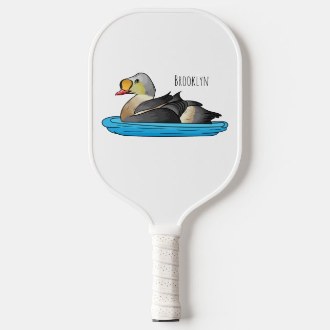 King eider bird cartoon illustration  pickleball paddle (Front)