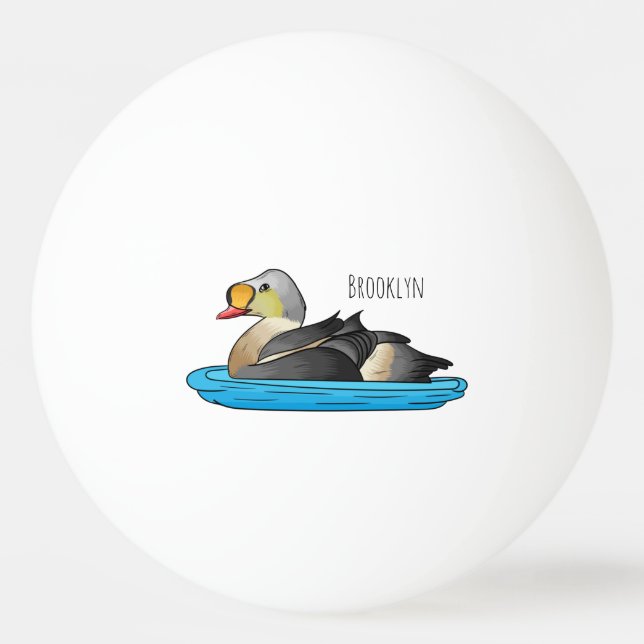 King eider bird cartoon illustration ping pong ball (Front)
