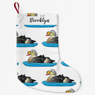 King eider bird cartoon illustration  small christmas stocking