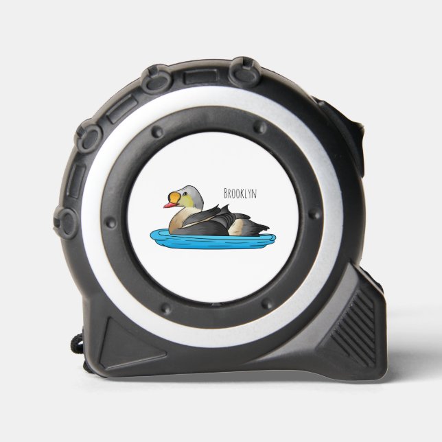 King eider bird cartoon illustration tape measure (Front)