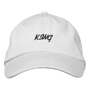 King Embroidered Hat Adjustable White Cotton Cap