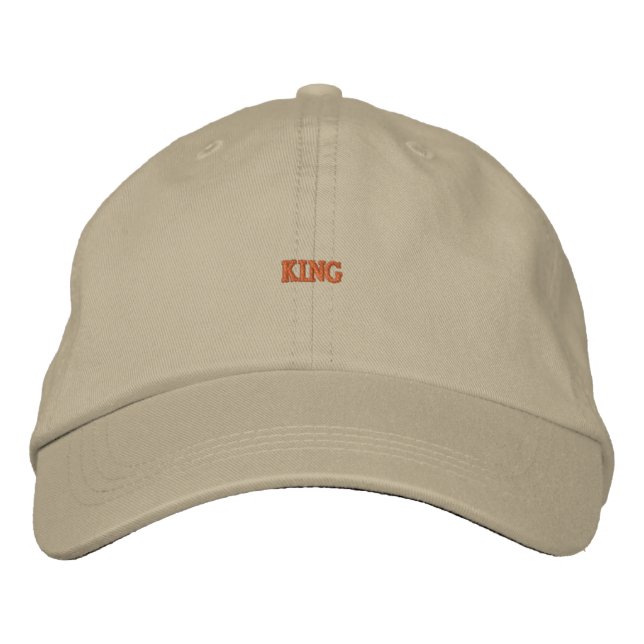 "KING" Embroidered Khaki Cotton Cap (Front)