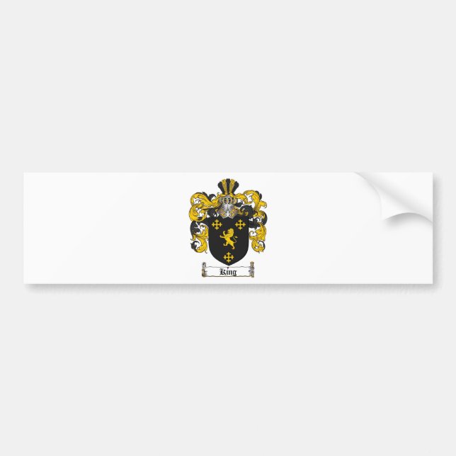 KING FAMILY CREST -  KING COAT OF ARMS BUMPER STICKER (Front)