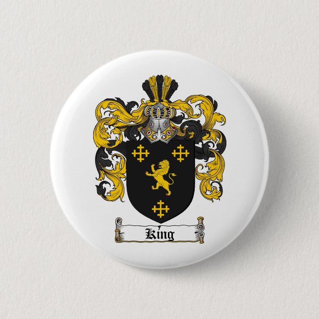 KING FAMILY CREST -  KING COAT OF ARMS BUTTON (Front)