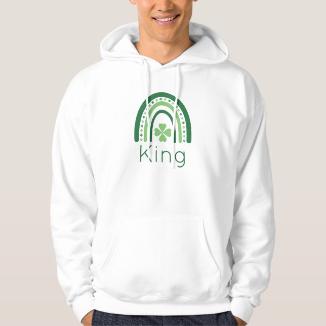 King Four Leaf Clover Charm Boho Rainbow Hoodie (Front)