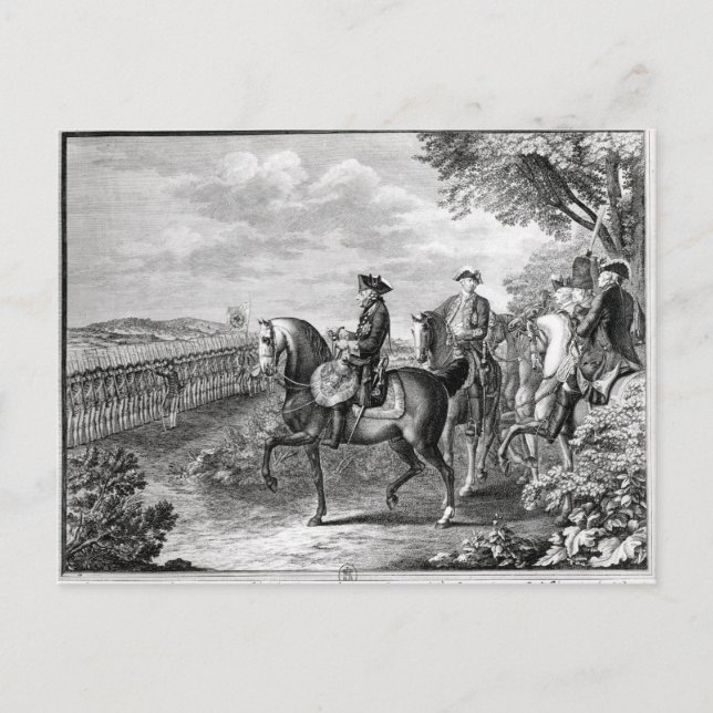 King Frederick II of Prussia  reviewing the Postcard (Front)