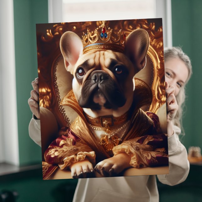 King Frenchie: Noble Pup Portrait Faux Canvas Print (Creator Uploaded)