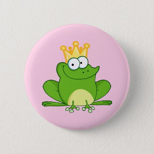 King Frog Frogs Crown Green Cute Cartoon Animal Bu Button