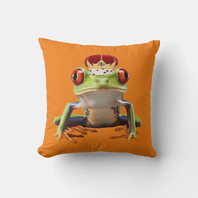 King Frog Throw Pillow (Front)