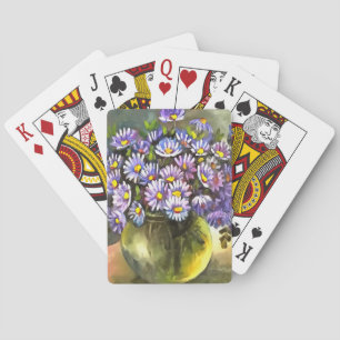 King George Asters In A Metallic Vase Poker Cards