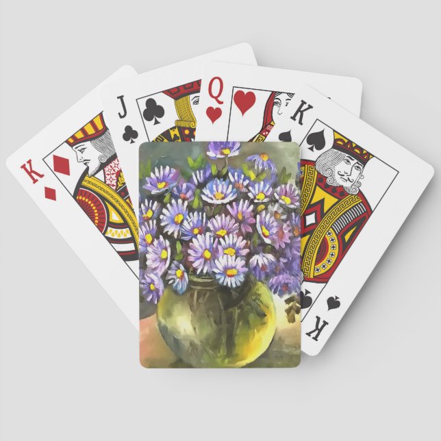 King George Asters In A Metallic Vase Poker Cards (Back)
