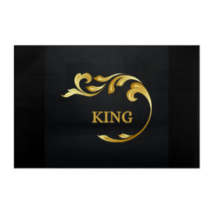 KING Golden Floral Crest Wall-Art Acrylic Print
