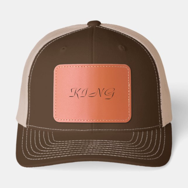KING Good Looking Royal Energy Rectangular-Cap Men Leather Patch Hat (Front)