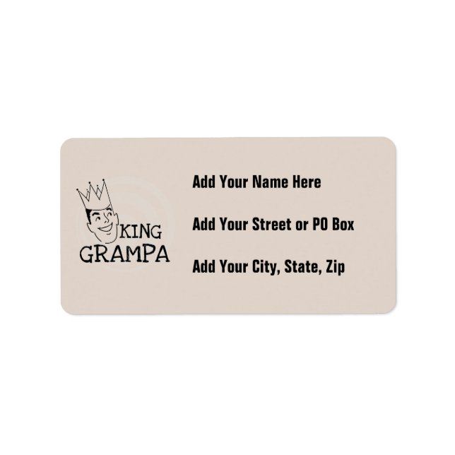 King Grampa T-shirts and Gifts Label (Front)