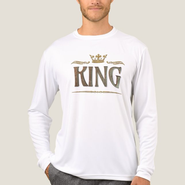 KING - Grand Elegant Regal Royal Crown Lettering Tri-Blend Shirt (Front)