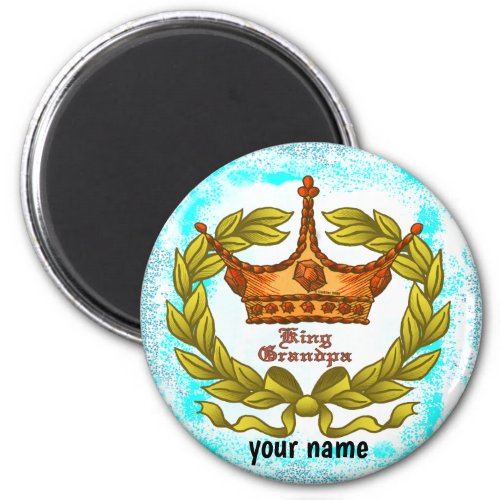 King Grandpa Crown custom name magnet